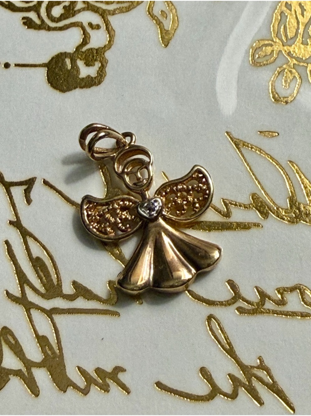 Vintage Sterling Silver Gold Color Angel Charm